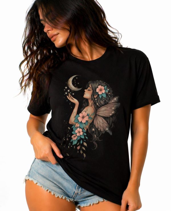 Moonlight Fairy Floral Graphic Unisex T-Shirt