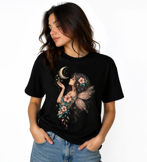 Moonlight Fairy Floral Graphic Unisex T-Shirt