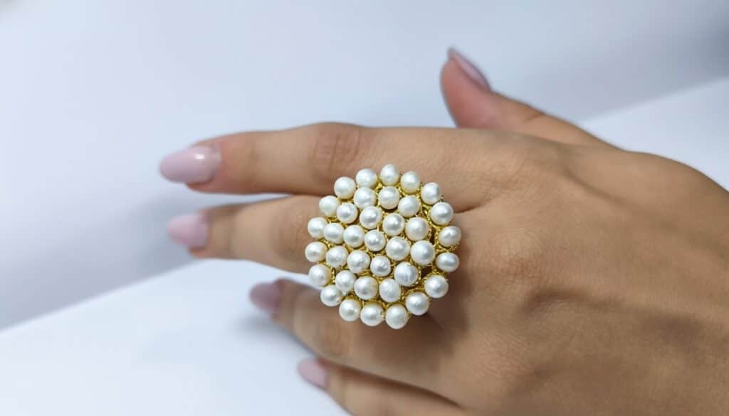 Golden Bloom Pearl Cluster Ring