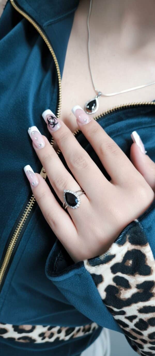 Midnight Elegance Black Teardrop Ring