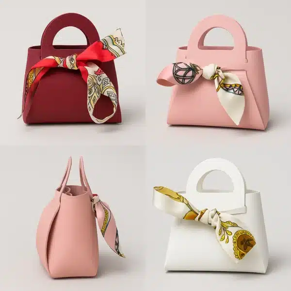 Elegant Mini Top-Handle Bag with Silk Scarf Accent