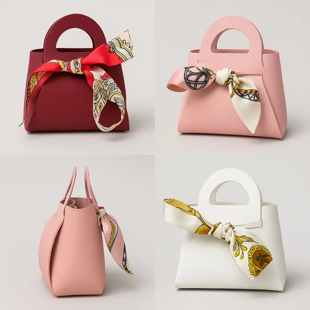 Elegant Mini Top-Handle Bag with Silk Scarf Accent