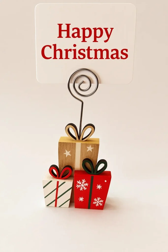 Wooden Christmas Gift Photo Stand
