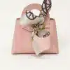 Pink Mini Top-Handle Bag with Silk Scarf