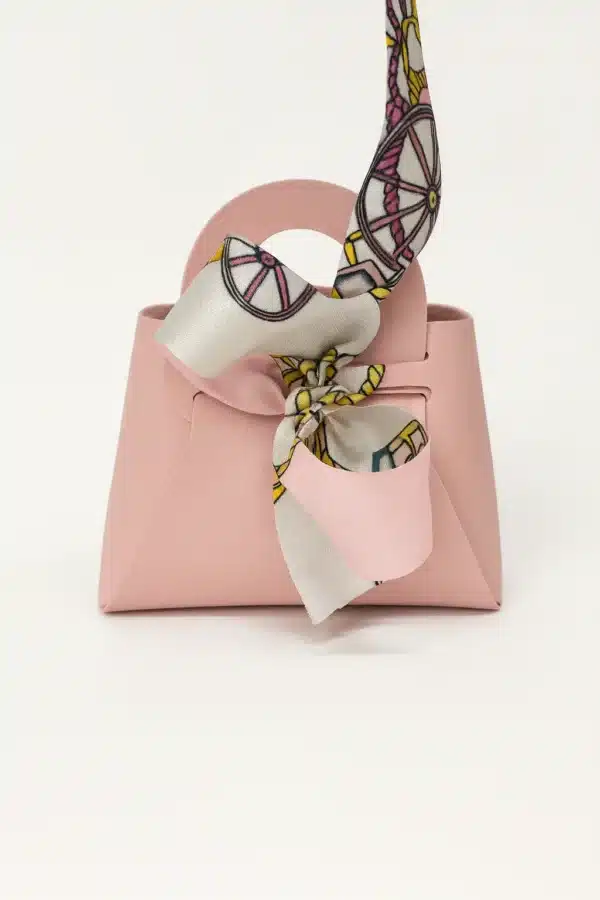 Pink Mini Top-Handle Bag with Silk Scarf