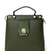 Olive Green Structured Leather Handbag