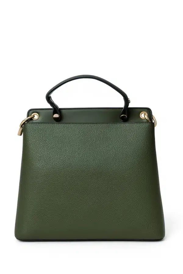 Olive Green Structured Leather Handbag