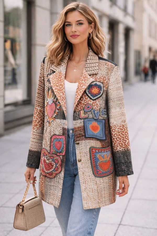 Eclectic Embroidered Leopard Blazer