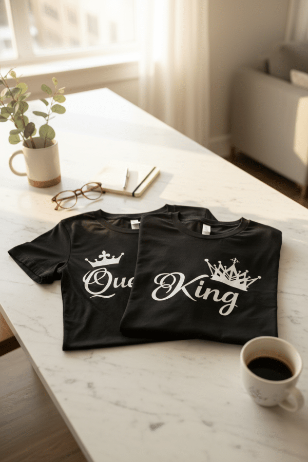 Royal Midnight Black Couple T-Shirt Set