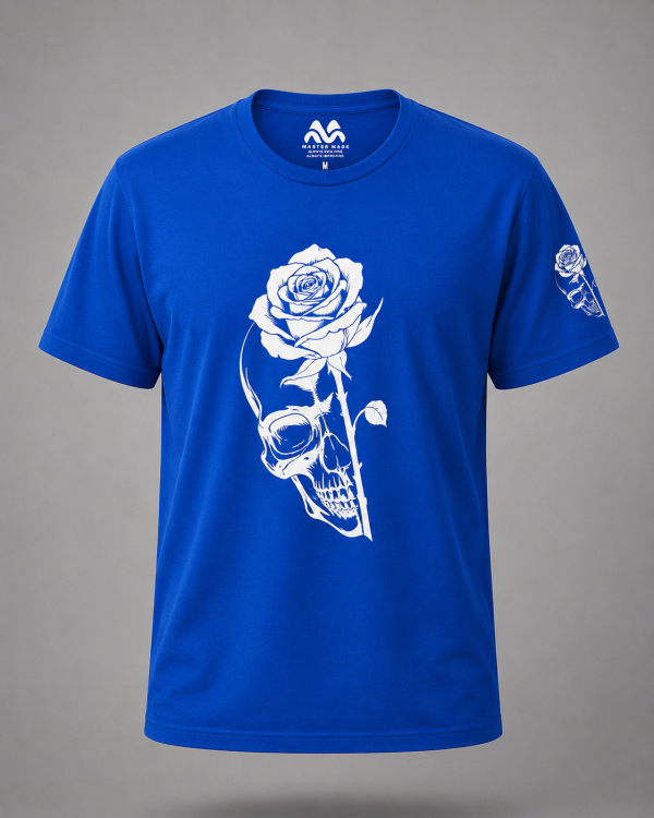 Royal Blue Rose Skull Tee