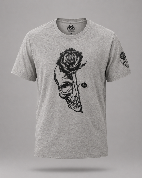 Grey Rose Skull Tee