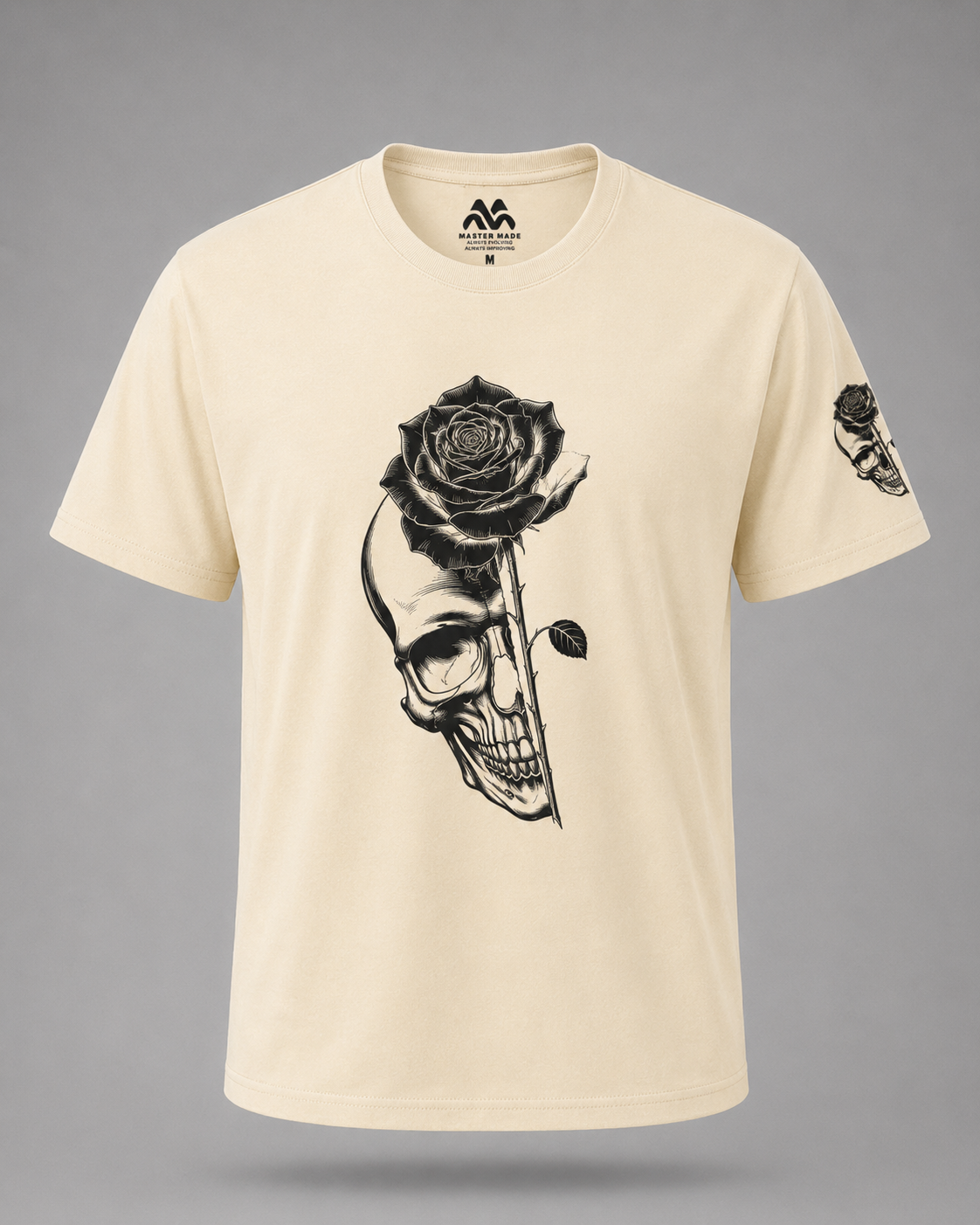 Cream Rose Skull Tee