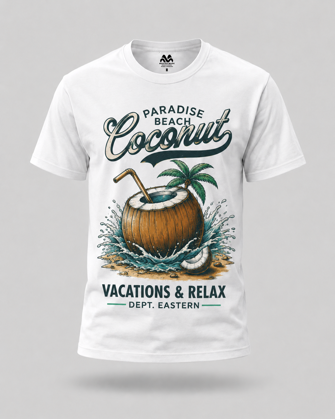 White Paradise Beach Coconut Vintage Graphic T-Shirt