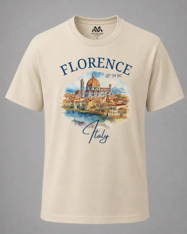 Florence Italy Watercolor Duomo T-Shirt Cream