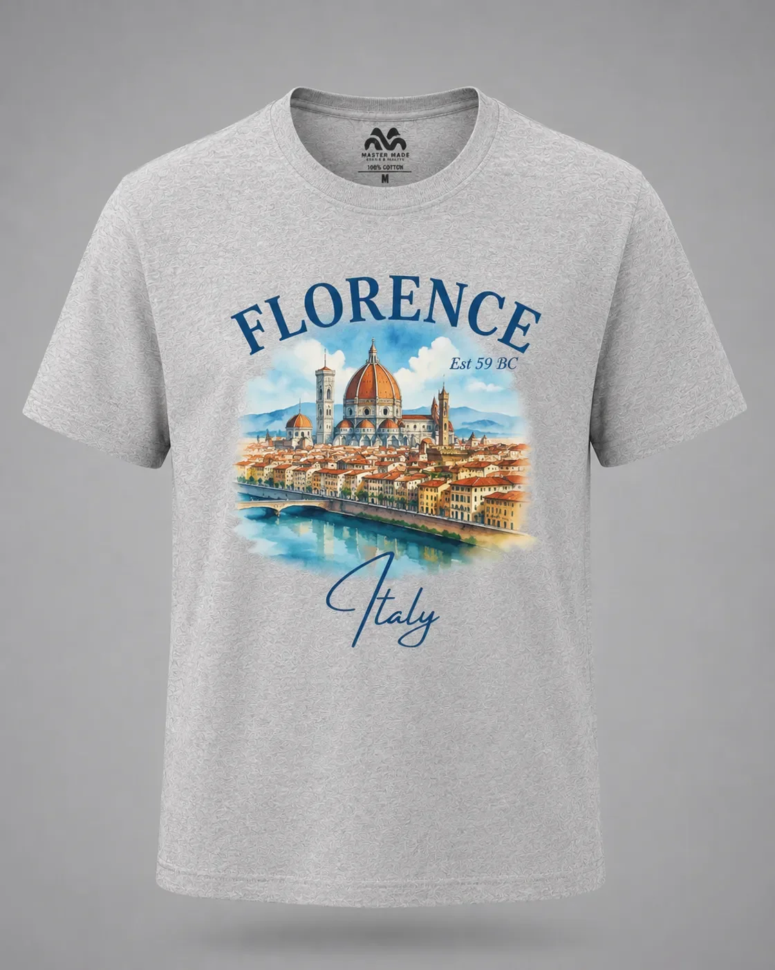 Florence Italy Watercolor Duomo T-Shirt Grey
