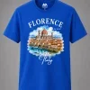 Florence Italy Watercolor Duomo T-Shirt Royal Blue
