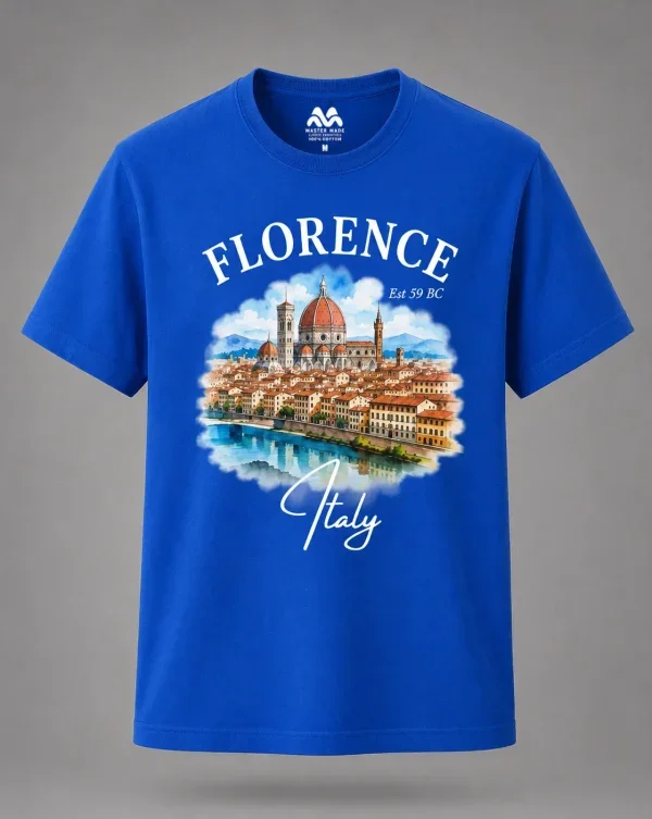 Florence Italy Watercolor Duomo T-Shirt Royal Blue