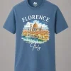 Florence Italy Watercolor Duomo T-Shirt Dusty Blue