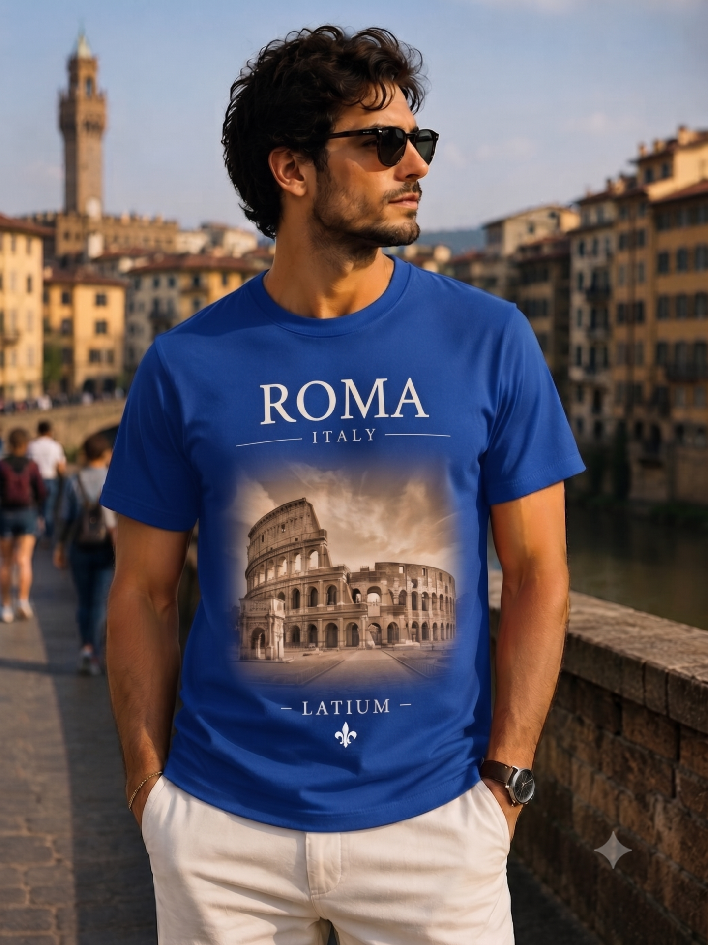 Royal Blue Roma Colosseum Graphic T-Shirt