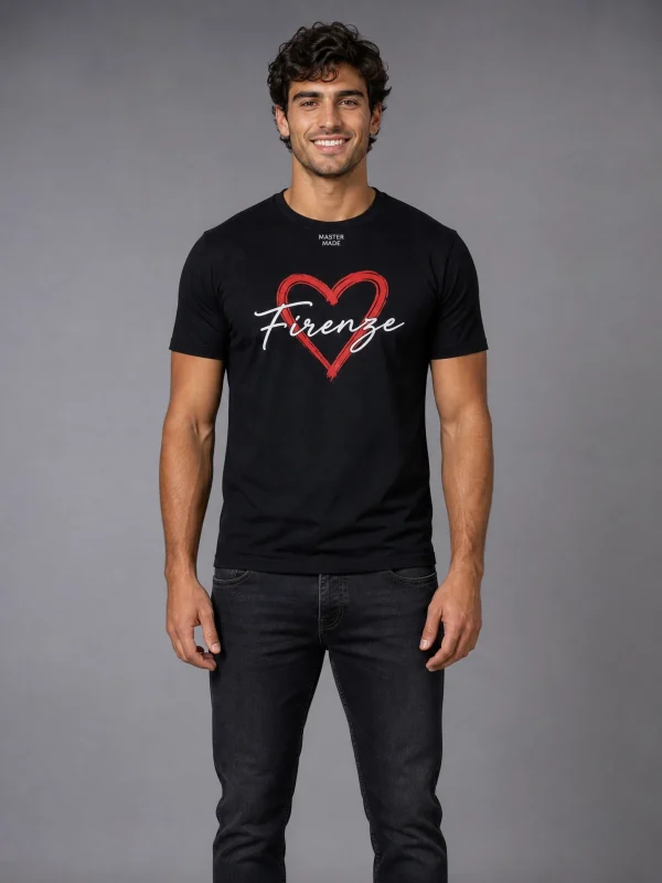 Black Firenze Heart Premium Unisex T-Shirt