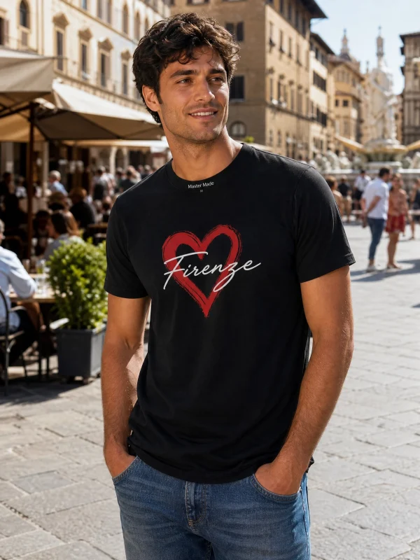 Black Firenze Heart Premium Unisex T-Shirt