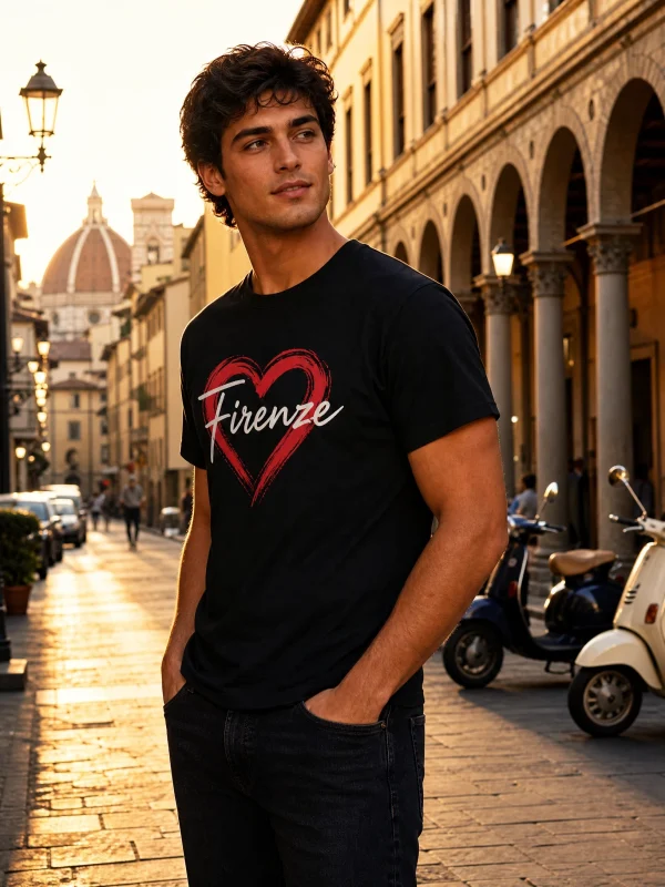 Black Firenze Heart Premium Unisex T-Shirt