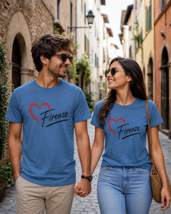Dusty Blue Firenze Heart Premium Unisex T-Shirt