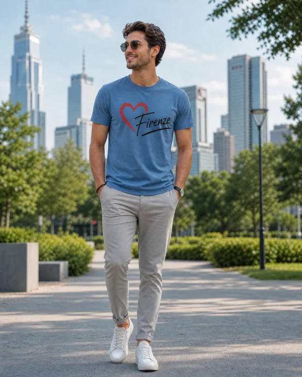 Dusty Blue Firenze Heart Premium Unisex T-Shirt
