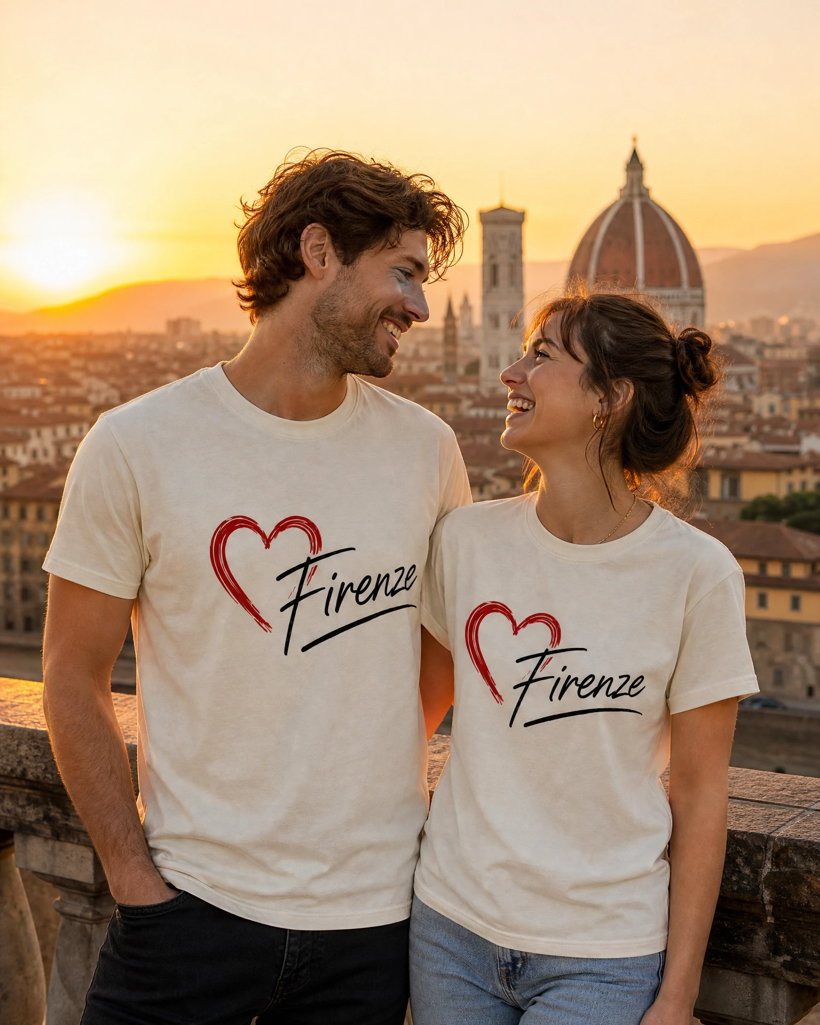 White Firenze Heart Premium Unisex T-Shirt
