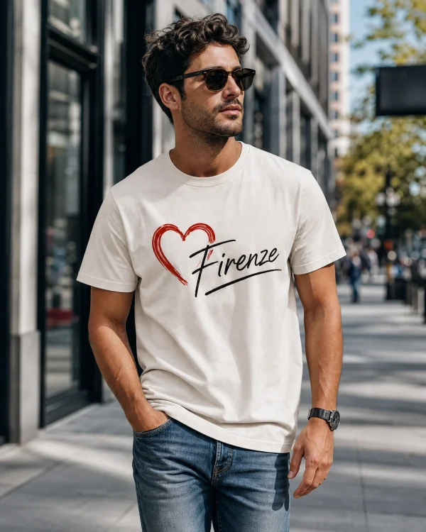 White Firenze Heart Premium Unisex T-Shirt