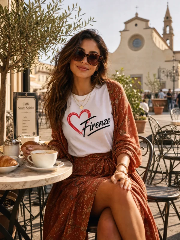 White Firenze Heart Women's T-Shirt
