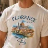 Florence Italy Watercolor Duomo T-Shirt Cream