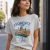 Florence Italy Watercolor Duomo T-Shirt Grey