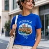 Florence Italy Watercolor Duomo T-Shirt Royal Blue