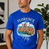Florence Italy Watercolor Duomo T-Shirt Royal Blue